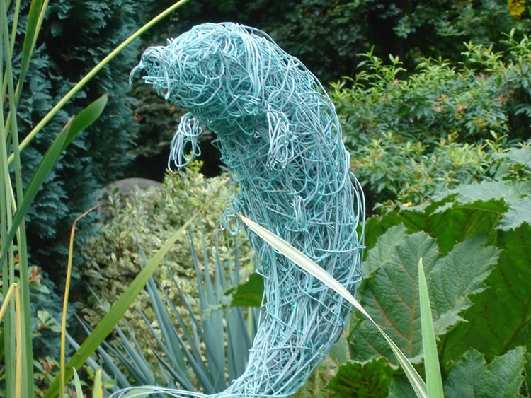 Leaping Carp wire sculpture