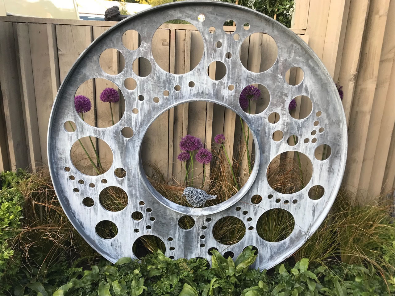 My favourite sculpture - 'Blackbird'. A 1 metre diameter band on my stand RGB8, Southern Road, RHS Chelsea 2018