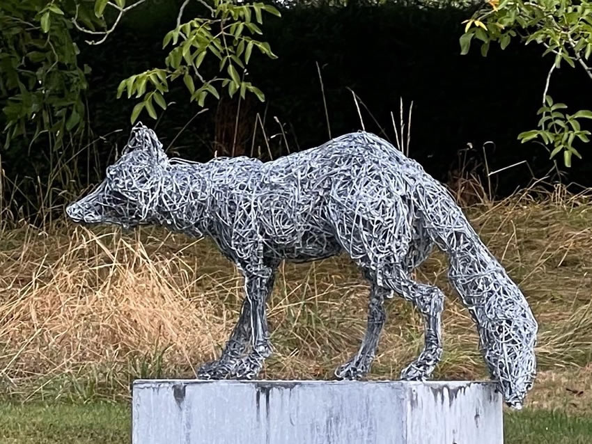 A unique life-size fox on a plinth , oner fox Sculptures available too throughout the year..